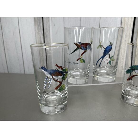 Vintage Set of 4 Hand Painted Bird Tumblers Drinking Glasses - Picture 2 of 7